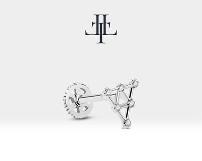 Piramit Pırlantalı Piercing, 8 MM , 1.2 MM, 14K Sarı-Beyaz-Kırmızı Altın | LP00003D