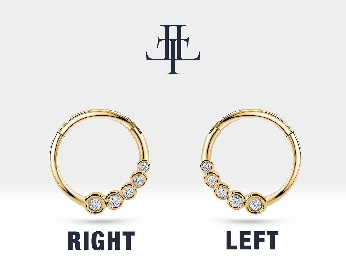 Süzme Pırlantalı Halka Piercing, 12 MM , 1.2 MM, 14K Sarı-Beyaz-Kırmızı Altın | LC00018D