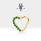 Dizi Yeşil Garnetlı Kalp Halka Piercing, 13 MM , 1.2 MM, 14K Sarı-Beyaz-Kırmızı Altın | LC00017G