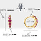 Beş Taş Yakutlu Halka Piercing Küpe, 11 MM , 1.2 MM, 14K Sarı-Beyaz-Kırmızı Altın | LE00005R
