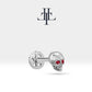 Yakutlu Kuru Kafa Piercing, 8 MM , 1.2 MM, 14K Sarı-Beyaz-Kırmızı Altın | LP00011R