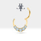 Beş Taşlı Pırlantalı Halka Piercing, 12 MM , 1.2 MM, 14K Sarı-Beyaz-Kırmızı Altın | LC00020D