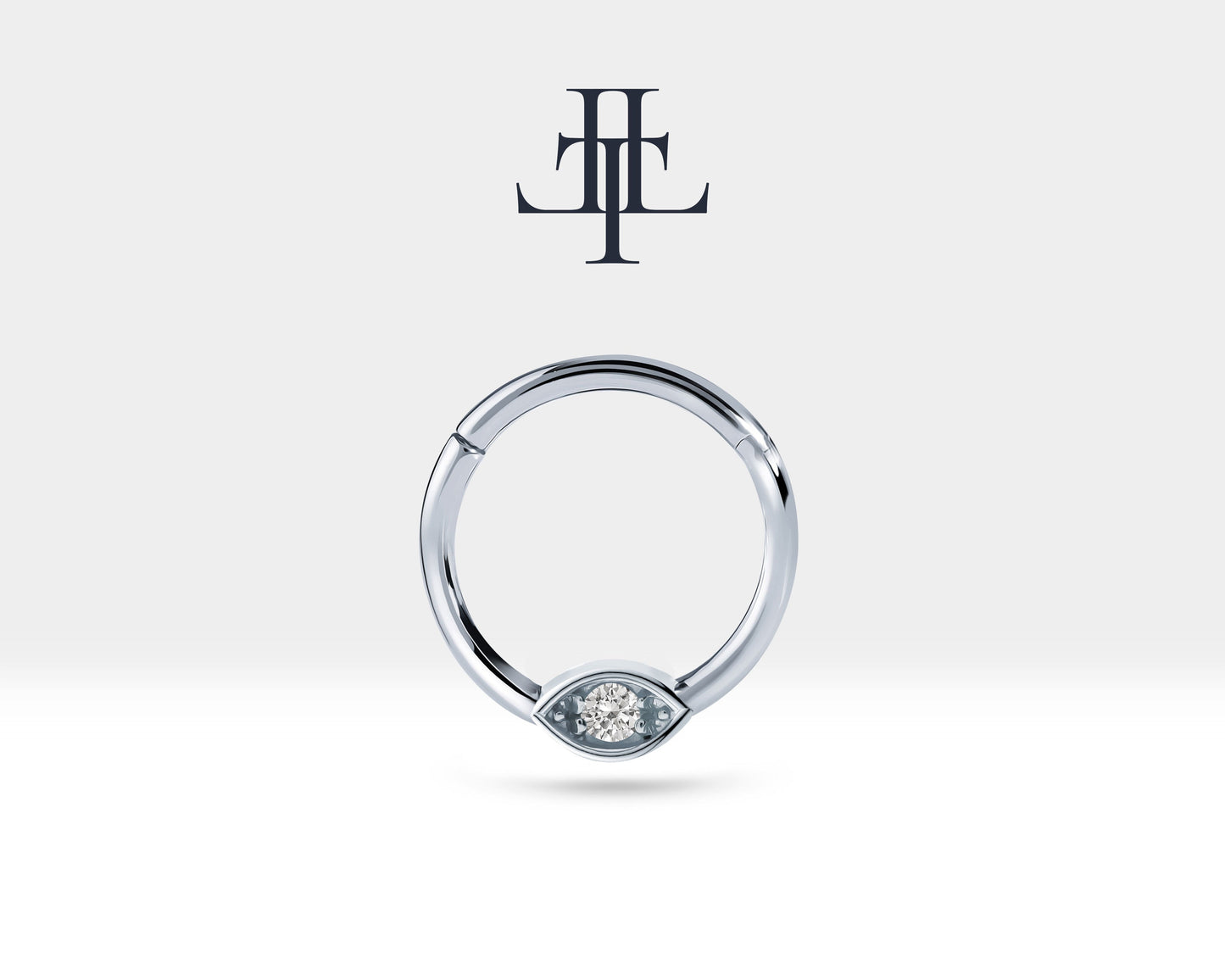 Pırlantalı Göz Halka Piercing, 10 MM , 1.2 MM, 14K Sarı-Beyaz-Kırmızı Altın | LC00042D