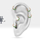 Amerikan Mıhlama Yeşil Garnetlı Halka Piercing, 10 MM, 1.2 MM, 14K Sarı-Beyaz-Kırmızı Altın | LC00005G