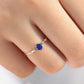 Oval Safir Ayrık Pırlantalı Sade Yüzük, 14K Sarı-Beyaz-Kırmızı Altın | LR00059DS
