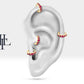 Beş Taş Yakutlu Halka Piercing Küpe, 11 MM , 1.2 MM, 14K Sarı-Beyaz-Kırmızı Altın | LE00005R