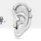 Amerikan Mıhlama Safirli Halka Piercing, 10 MM, 1.2 MM, 14K Sarı-Beyaz-Kırmızı Altın | LC00005S