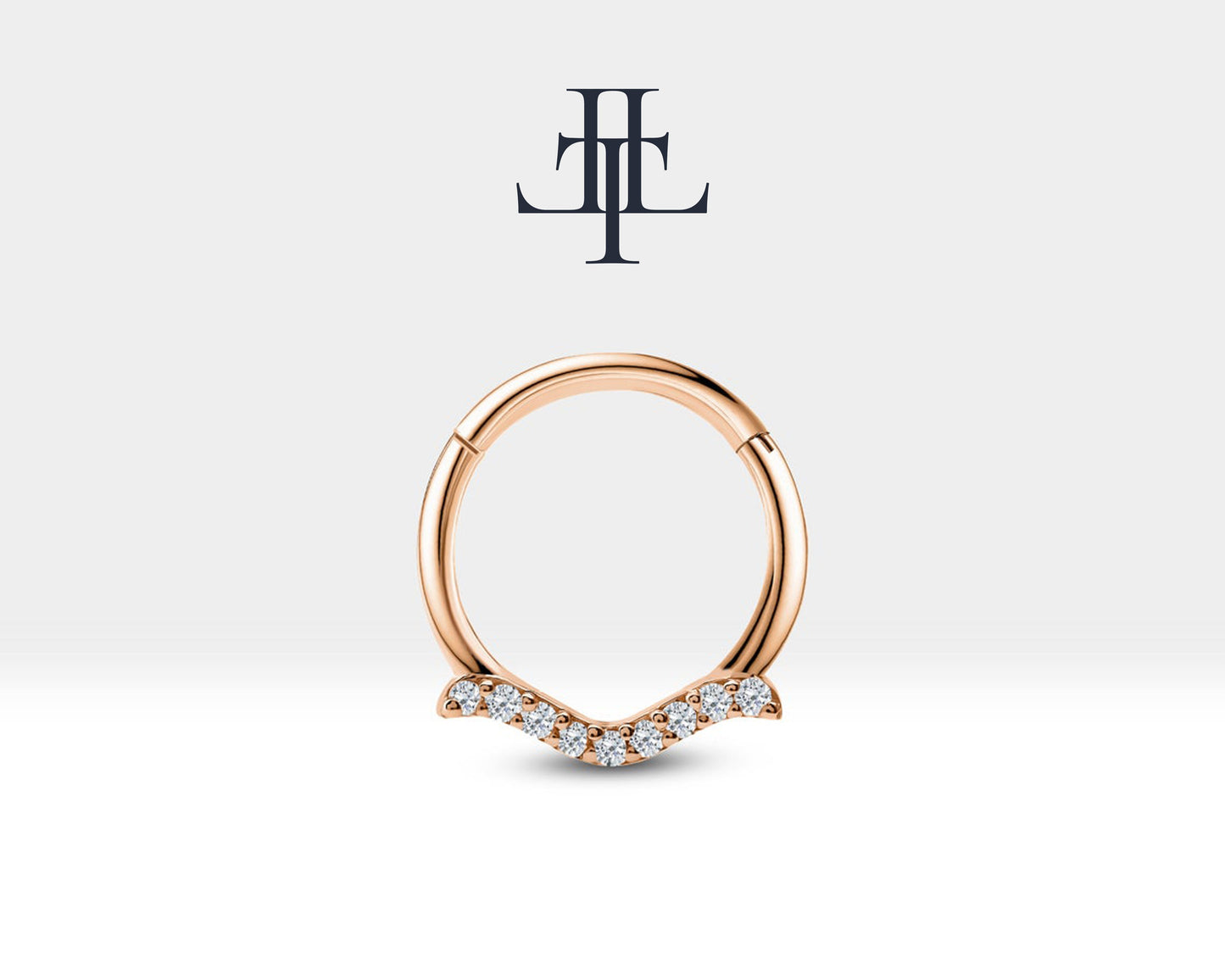 Martı Pırlantalı Halka Piercing, 12 MM , 1.2 MM, 14K Sarı-Beyaz-Kırmızı Altın | LC00029D