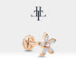 Baget Pırlantalı Yıldız Piercing, 8 MM , 1.2 MM, 14K Sarı-Beyaz-Kırmızı Altın | LP00009D