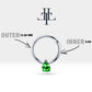 Damla Zümrütlü Halka Piercing, 12 MM , 1.2 MM, 14K Sarı-Beyaz-Kırmızı Altın | LC00011E