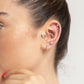 Minik Hilal Safirli Piercing, 8 MM , 1.2 MM, 14K Sarı-Beyaz-Kırmızı Altın | LP00015S