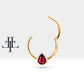 Amerikan Mıhlama Damla Yakutlu Halka Piercing, 12 MM , 1.2 MM, 14K Sarı-Beyaz-Kırmızı Altın | LC00043R