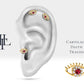 Yakutlu Göz ve Pırlantalı Piercing, 8 MM , 1.2 MM, 14K Sarı-Beyaz-Kırmızı Altın | LP00013R