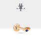 Safirli Göz Piercing, 8 MM , 1.2 MM, 14K Sarı-Beyaz-Kırmızı Altın | LP00012S