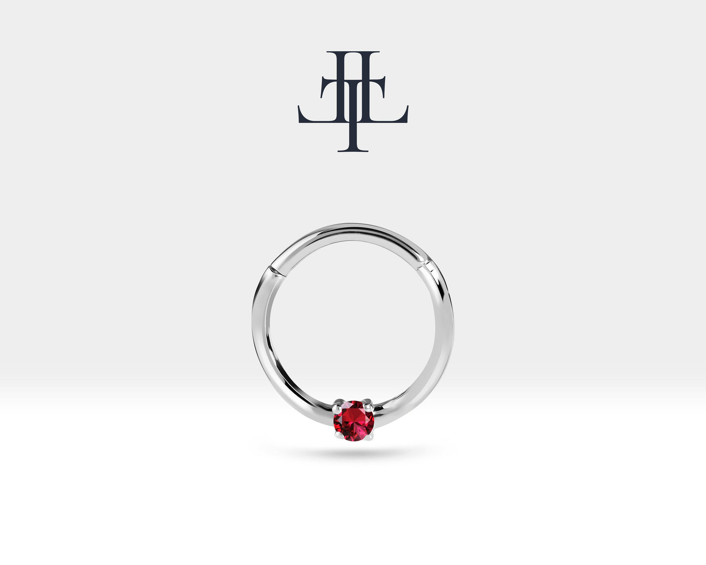 Yakut Halka Piercing, 10-12 MM , 1.2 MM, 14K Sarı-Beyaz-Kırmızı Altın | LC00032R