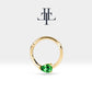 Damla Zümrütlü Halka Piercing, 10-12 MM , 1.2 MM, 14K Sarı-Beyaz-Kırmızı Altın | LC00027E