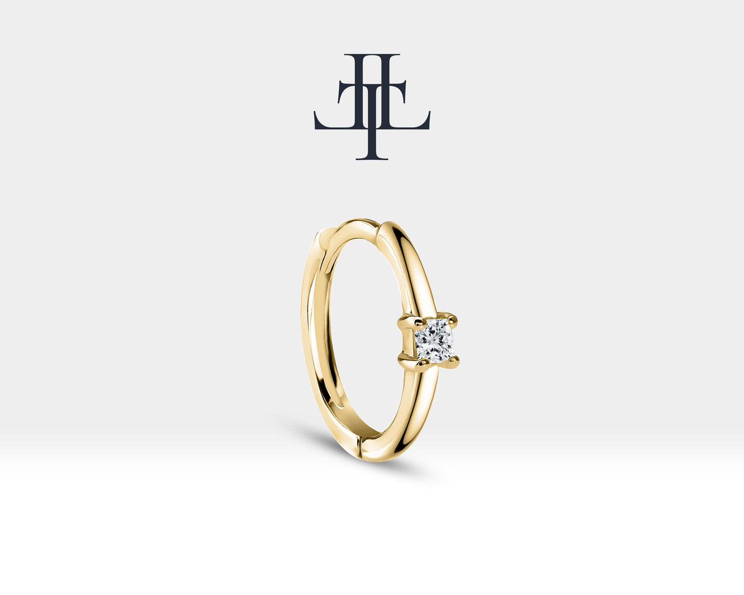 Prenses Pırlantalı Küpe, 12 MM , 14K Sarı-Beyaz-Kırmızı Altın | LE00024D