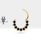 Dokuz Siyah Pırlantalı Halka Piercing, 13 MM , 1.2 MM, 14K Sarı-Beyaz-Kırmızı Altın | LC00006B
