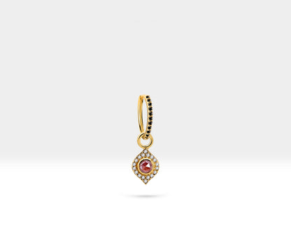 Kahverengi Pırlanta Sallantılı Küpe, 12 MM , 14K Sarı-Beyaz-Kırmızı Altın | LE00052DB