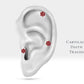Köşeli Çiçek Yakutlu Piercing, 8 MM , 1.2 MM, 14K Sarı-Beyaz-Kırmızı Altın | LP00004R