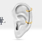 Yaprak Motifli Siyah Pırlanta Halka Piercing, 12 MM, 1.2 MM, 14K Sarı-Beyaz-Kırmızı Altın | LC00004B