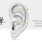 Damla Opal Halka Piercing Küpe, 12 MM , 1.2 MM, 14K Sarı-Beyaz-Kırmızı Altın | LE00008O