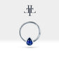 Amerikan Mıhlama Damla Safirli Halka Piercing, 12 MM , 1.2 MM, 14K Sarı-Beyaz-Kırmızı Altın | LC00043S