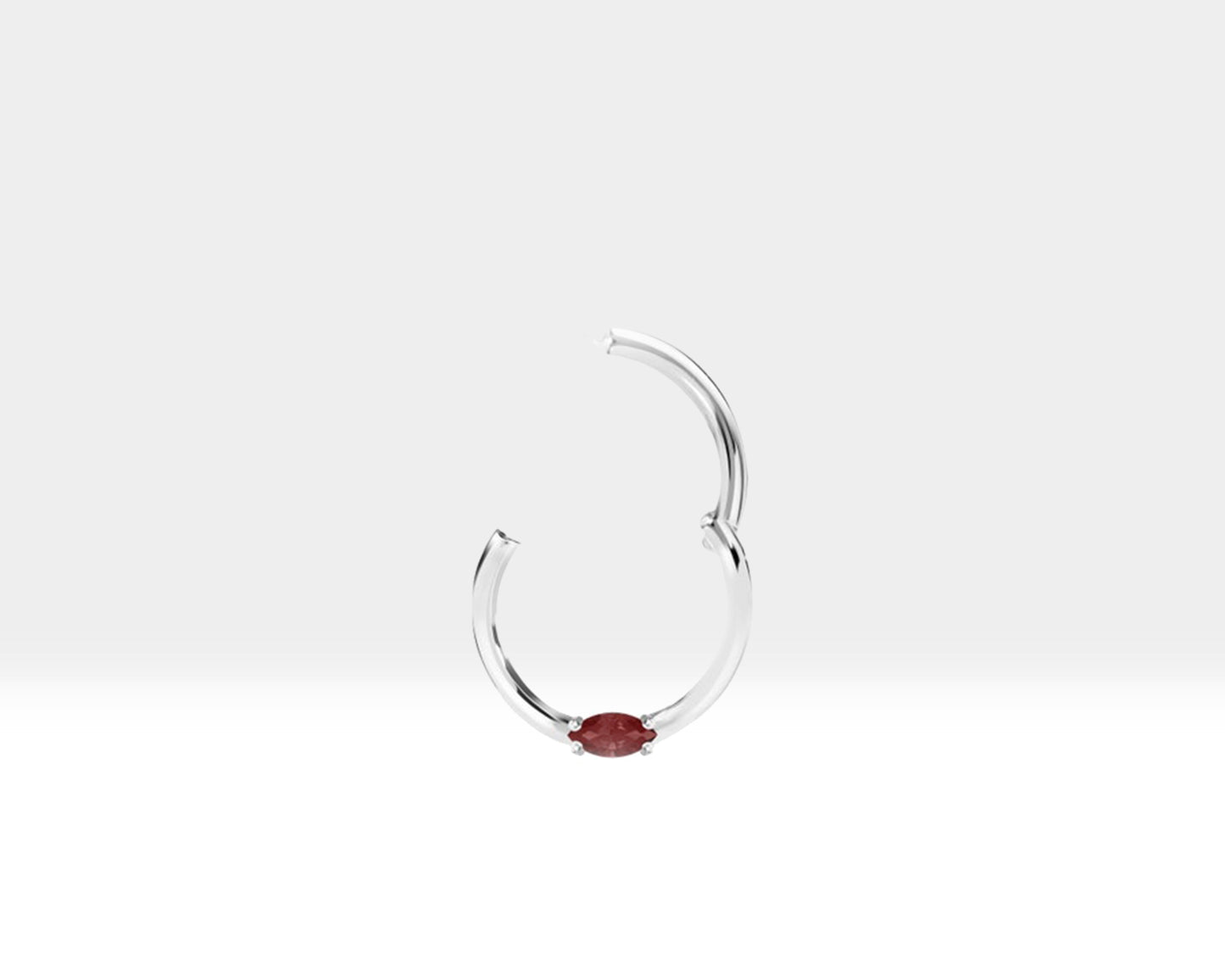 Markiz Yakutlu Halka Piercing, 10-12 MM , 1.2 MM, 14K Sarı-Beyaz-Kırmızı Altın | LC00028R