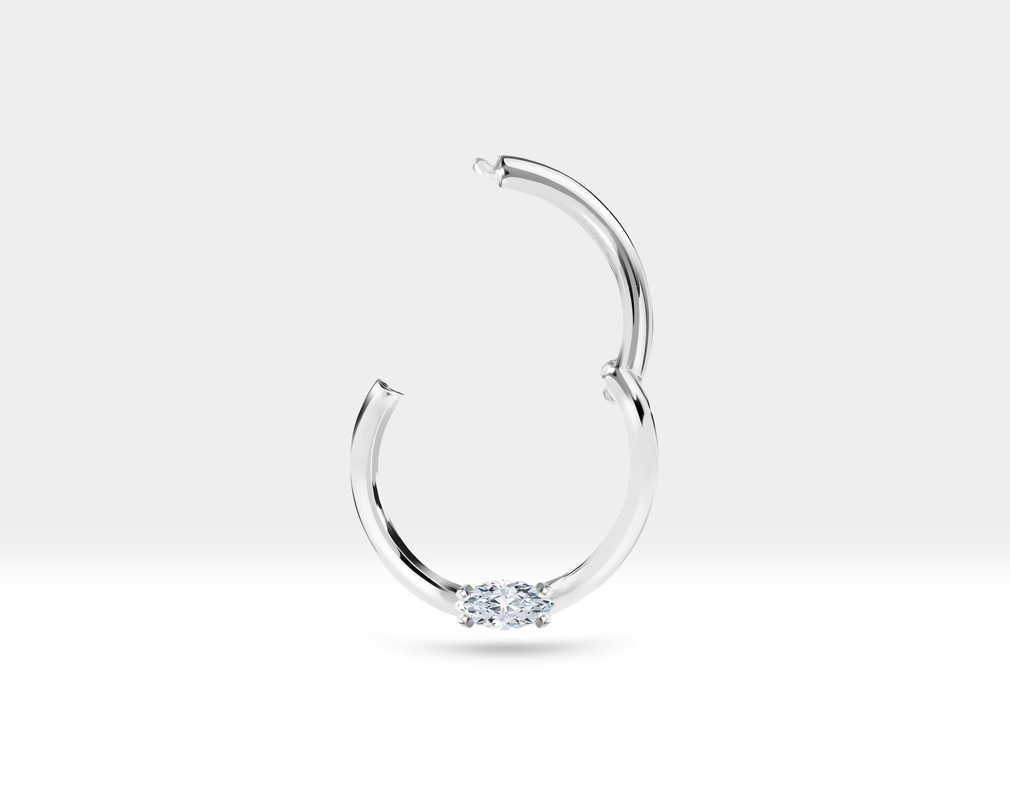 Markiz Pırlantalı Halka Piercing, 10-12 MM , 1.2 MM, 14K Sarı-Beyaz-Kırmızı Altın | LC00028D