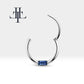 Baget Safirli Halka Piercing, 10-12 MM , 1.2 MM, 14K Sarı-Beyaz-Kırmızı Altın | LC00016S