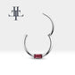 Baget Yakutlu Halka Piercing, 10-12 MM , 1.2 MM, 14K Sarı-Beyaz-Kırmızı Altın | LC00016R