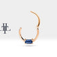 Baget Safirli Halka Piercing, 12 MM , 1.2 MM, 14K Sarı-Beyaz-Kırmızı Altın | LC00008S