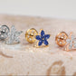 Markiz Safirli Yıldız Piercing, 8 MM , 1.2 MM, 14K Sarı-Beyaz-Kırmızı Altın | LP00014S