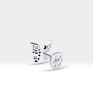 Siyah Pırlantalı Kelebek Piercing, 8 MM , 1.2 MM, 14K Sarı-Beyaz-Kırmızı Altın | LP00006B