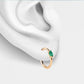 Markiz Zümrüt Halka Piercing Küpe, 12 MM , 1.2 MM, 14K Sarı-Beyaz-Kırmızı Altın | LE00027E