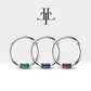 Baget Safirli Halka Piercing, 10-12 MM , 1.2 MM, 14K Sarı-Beyaz-Kırmızı Altın | LC00016S
