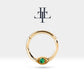 Yeşil Garnetlı Göz Halka Piercing, 10 MM , 1.2 MM, 14K Sarı-Beyaz-Kırmızı Altın | LC00042G