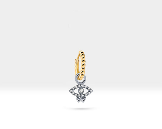 Pırlanta Göz Sallantılı Küpe, 11 MM , 14K Sarı-Beyaz-Kırmızı Altın | LE00067D