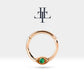 Yeşil Garnetlı Göz Halka Piercing, 10 MM , 1.2 MM, 14K Sarı-Beyaz-Kırmızı Altın | LC00042G