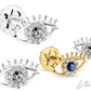 Safirli Göz ve Pırlantalı Piercing, 8 MM , 1.2 MM, 14K Sarı-Beyaz-Kırmızı Altın | LP00013S