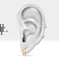 Yıldız Pırlanta Halka Piercing Küpe, 12 MM , 1.2 MM, 14K Sarı-Beyaz-Kırmızı Altın | LE00030D