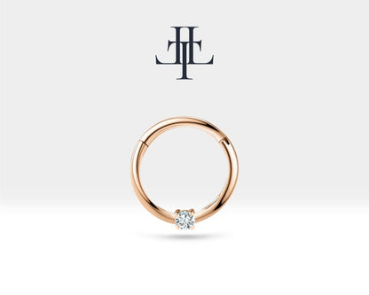 Pırlanta Halka Piercing, 10-12 MM , 1.2 MM, 14K Sarı-Beyaz-Kırmızı Altın | LC00032D