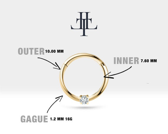 Pırlanta Halka Piercing, 10-12 MM , 1.2 MM, 14K Sarı-Beyaz-Kırmızı Altın | LC00032D