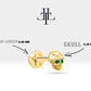 Yeşil Garnetlı Kuru Kafa Piercing, 8 MM , 1.2 MM, 14K Sarı-Beyaz-Kırmızı Altın | LP00011G