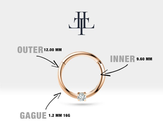 Pırlanta Halka Piercing, 10-12 MM , 1.2 MM, 14K Sarı-Beyaz-Kırmızı Altın | LC00032D