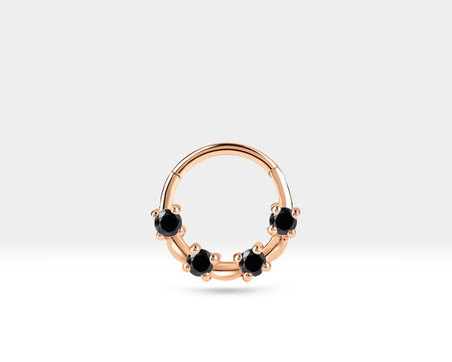 Bezeme Siyah Pırlanta Halka Piercing, 13 MM , 1.2 MM, 14K Sarı-Beyaz-Kırmızı Altın | LC00009B