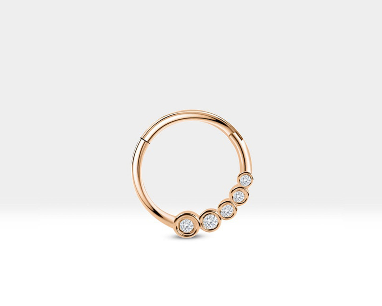 Süzme Pırlantalı Halka Piercing, 12 MM , 1.2 MM, 14K Sarı-Beyaz-Kırmızı Altın | LC00018D