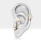 Üçlü Markiz Yakut ve Pırlantalı Halka Piercing, 10 MM , 1.2 MM, 14K Sarı-Beyaz-Kırmızı Altın | LC00022DR