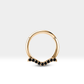 Martı Siyah Pırlanta Halka Piercing, 12 MM , 1.2 MM, 14K Sarı-Beyaz-Kırmızı Altın | LC00029B
