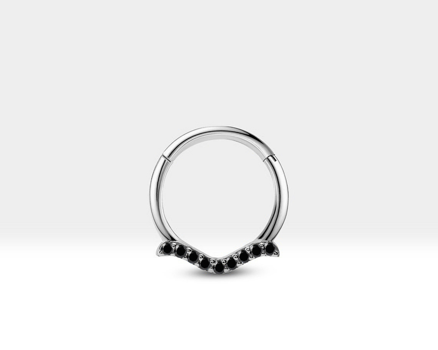 Martı Siyah Pırlanta Halka Piercing, 12 MM , 1.2 MM, 14K Sarı-Beyaz-Kırmızı Altın | LC00029B